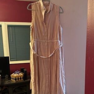 Pact Orange and White Striped Midi Dress